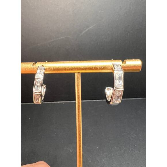 CZ half hoop earrings in sterling silver - Picture 12 of 14